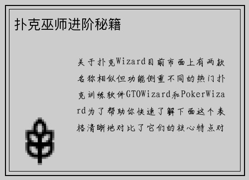 扑克巫师进阶秘籍